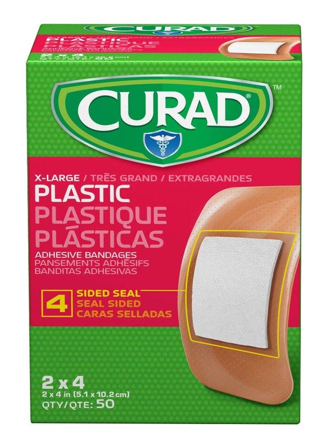 Curad Blue Flex-Fabric Adhesive Bandage, Metal-Detectable, 2" x 4", 50 Count - Image 2